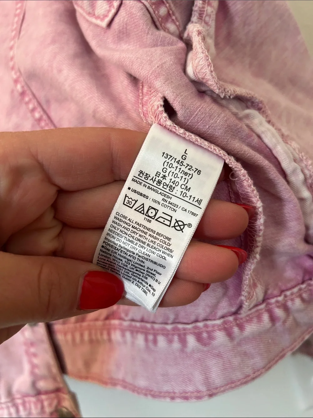 GAP Girls Vintage Pink Wash Denim Jacket